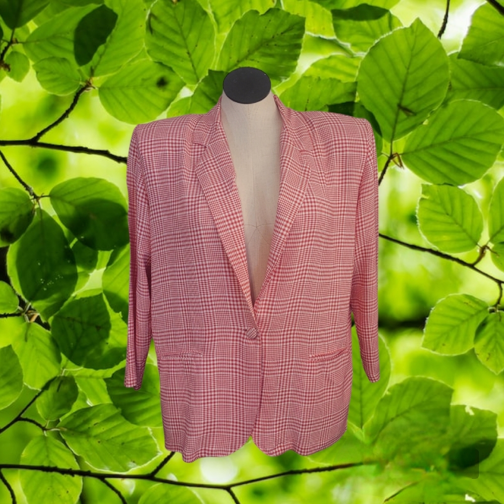 Vintage Red and White Gingham Blazer